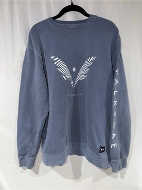 Meta Valkyrae Merch Blue Graphic Sweatshirt Long Sleeve Pull Over Crewneck Top L